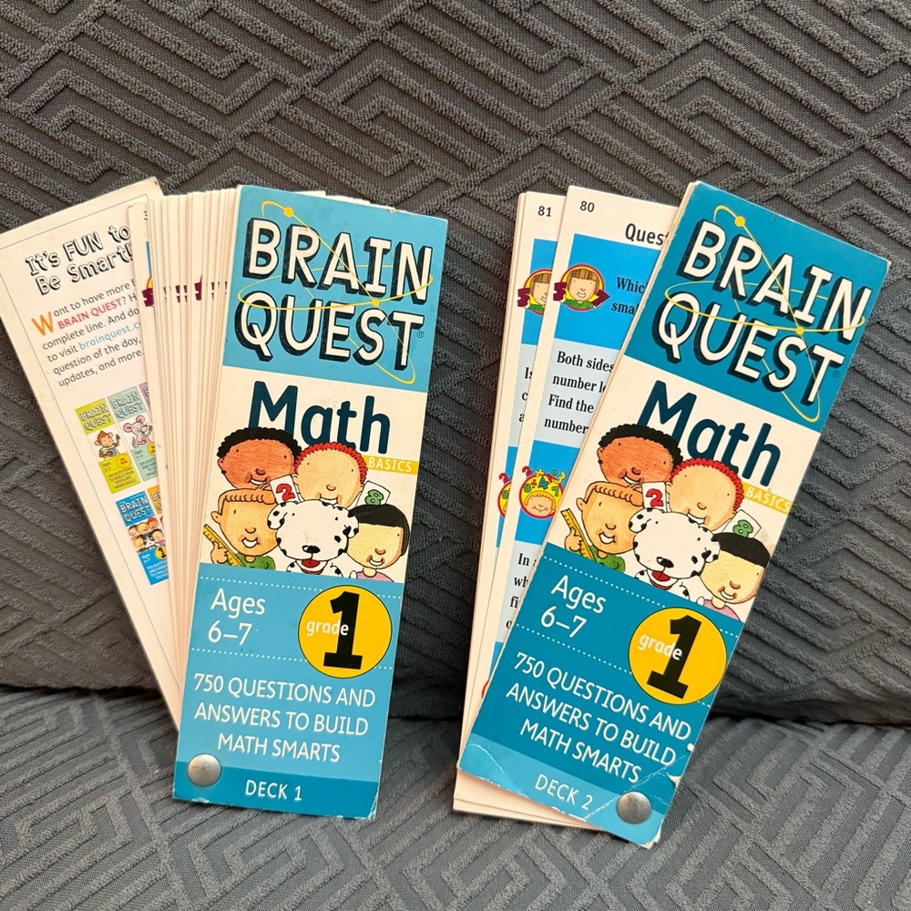 BRAIN QUEST Triva Cards 2 Decks Math Grade 1 Age 6-7 By Workman Publishing